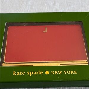 Kate Spade Red Card Holder with Gold Initial “J”